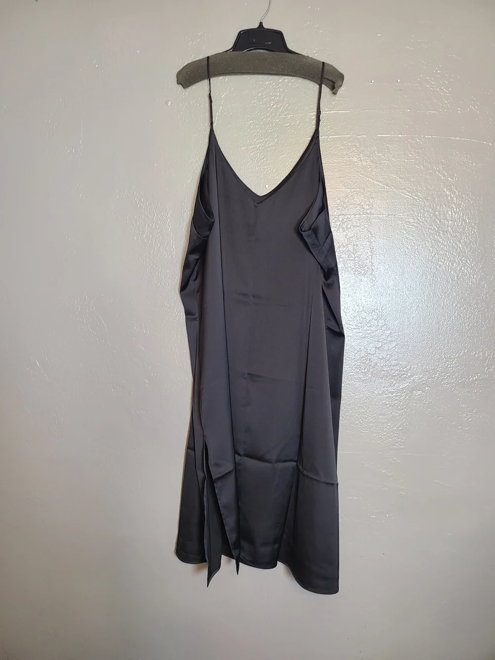 The Drop Elegant Black Satin Slip Dress w Adjustable  Spaghetti Straps Women 4X - Picture 3 of 11